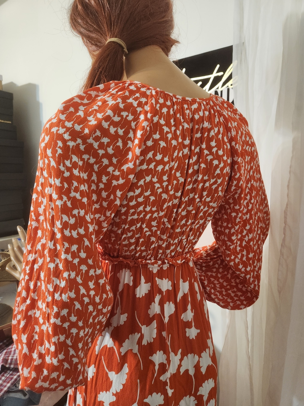 Diane Von Furstenberg Orange & White Floral Print Maxi Dress - Picture 4 of 13